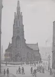 St Simon's Churchoffset lithograph on wovesigned by L. S. Lowry, lithograph, sold Mar 2025