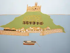 St Michaels Mountscreenprint on wovesigned in by Bryan Pearce, 1980, screenprint, sold Mar 2025
