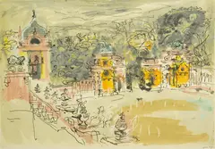 Harlaxton Hall by John Piper, screenprint, offered Mar 2025