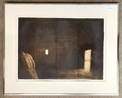 Abbey Grange Barn, Coggeshall by Richard Bawden, etching, sold Oct 2025
