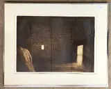 Abbey Grange Barn, Coggeshall by Richard Bawden, etching, sold Oct 2025