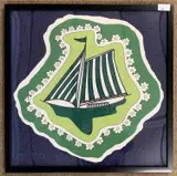 Sailing ship screen print on fabric by Grayson Perry, print, sold Oct 2025