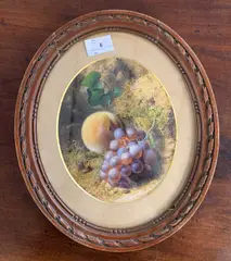 Still life in oval by Thomas Baynes, watercolour, sold Oct 2025