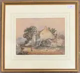 Village scene by Tobias Young, watercolour, sold Oct 2025