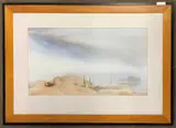 Coastal / Estuary view by Jim Spencer, watercolour, offered Oct 2025
