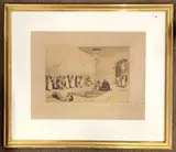 Damascus snake charmer by Charles Robertson, etching, sold Oct 2025
