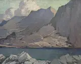 Snowdonia Lake and Mountains by Harry Hughes Williams, oil, sold Dec 2025