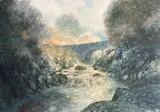 Sky, Bridge, River by Jeremy Yates, 2024, acrylic on canvas, sold Dec 2025