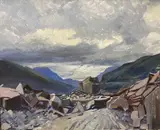 Snowdon from Dinorwic by Mavis Blackburn, oil on board, sold Dec 2025