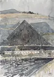 Nantlle - Terrace under slate tip by Tom Jones, pencil and watercolour, sold Dec 2025