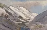 Cwm Ystwyth in the Snow by Gerry Ball, watercolour, sold Dec 2025