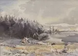 Cottage by a Lake by Gerry Ball, watercolour, sold Dec 2025
