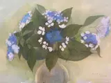 Blue Hydrangeas by Joan Connell, 1998, watercolour, offered Dec 2025