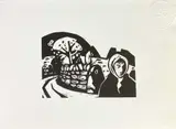 Woman in Lane by Kyffin Williams, linocut, sold Dec 2025