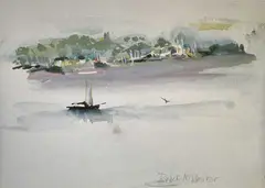 Port Penrhyn and Boat by Ishbel McWhirter, print, sold Dec 2025