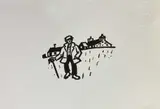 Farmer and Buildings by Kyffin Williams, linocut, sold Dec 2025