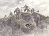 Farmers on a Ridge by Kyffin Williams, print, sold Dec 2025