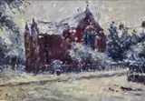 St Edwards Church in Winter by David Griffiths, oil on board, sold Dec 2025