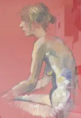 Stephanie by Richard O'Connell, acrylic and crayon, sold Dec 2025