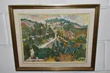 A post impressionist style landscape by David Zak, pastel on paper, sold Aug 2023