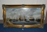 Dutch port 1660 by John Chapman, acrylic on canvas, sold Aug 2023