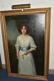 An early 20th century three quarter length portrait of a female by J. H. Williams III, 1902, oil on canvas, sold Aug 2023