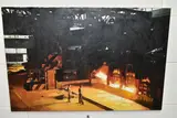 A view inside an industrial factory by Albert Lawrence Hammonds, oil, sold Aug 2023