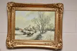 A dutch 19th century style winter landscape by G. Williams, oil on board, sold Aug 2023