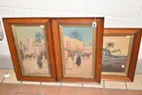 Comprising two street scenes with by Giovanni Barbaro, watercolour on paper, offered Aug 2023