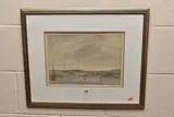 A depiction of a working harbour by William Sidney Causer, watercolour on paper, offered Aug 2023