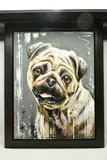 Pug life ii by Samantha Ellis, oil on canvas, sold Aug 2023