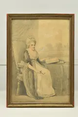 A seated portrait of a female figure by Henry Edridge, 1804, pencil and ink, sold Aug 2023