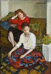 SistersSigned and dated McCall 1983 by Charles James McCall, Oil on board, sold Jun 2023