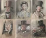 Ten portraits of characters from the 1987 television adaption of Little by Colin Frooms, pastel, offered Jun 2023