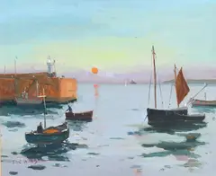 Cornish harbour at sunriseSigned ERIC WARD by Eric Ward, Oil on canvas, sold Jun 2023
