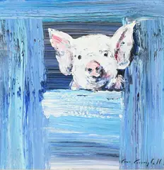 PigSigned Con Campbell by Con Campbell, Oil on board, sold Jun 2023