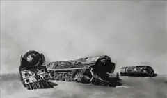 Untitled by Sam Kaprielov, Charcoal on gessoed board, sold Jun 2023