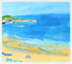 Summer BeachSigned with initials E by Emma Jeffryes, Acrylic on paper, sold Jun 2023