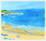Summer BeachSigned with initials E by Emma Jeffryes, Acrylic on paper, sold Jun 2023