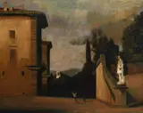Figures in an Italianate squareSigned C Riisager by Chris Riisager, Oil on canvasboard, sold Jun 2023