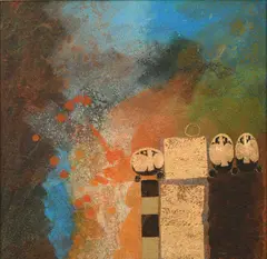 CarnrockSigned and dated brian ferran 99 by Brian Ferran, Acrylic and gold leaf on board, offered Jun 2023
