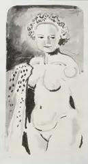 Female nudeBlack and grey wash30 by Mervyn Peake, watercolor, sold Jun 2023