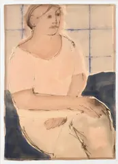 Seated figureSigned John Emanuel by John Emanuel, ink, sold Jun 2023