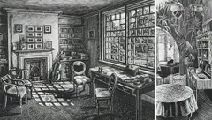 Thomas Hardy's Study at Max Gate by Howard Phipps, pencil, sold Jun 2023