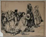 Study of Russian peasants prayingSigned E by Eric Kennington, ink, offered Jun 2023