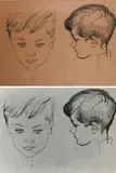 Studies of Ian Duncan Struthers by Eric Kennington, Charcoal on conjoined sheets, sold Jun 2023