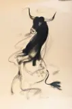Rearing bullSigned SUNIL DAS by Sunil Das, Charcoal, offered Jun 2023