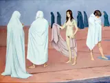 Mystical scene with female nude by Clifford Eric Martin Hall, oil on board, sold Dec 2014