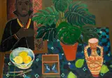 Self-portrait with butterfly by Peter Snow, oil on board, sold Dec 2014