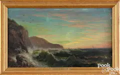 coastal seascape by John Ross Key, oil on board, sold Sep 2024
